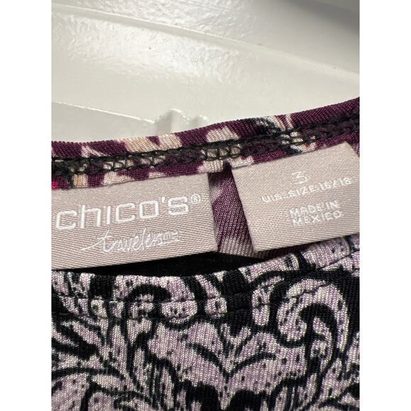 Chicos Travelers Women’s Boho Slinky Floral Abstract Dress Size 3 (16/18) Purple - Picture 2 of 4
